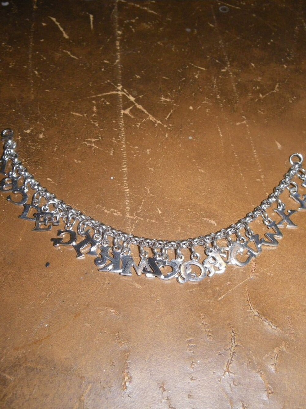Women’s Sterling Silver Chain Link Alphabet A-Z Charm Bracelet